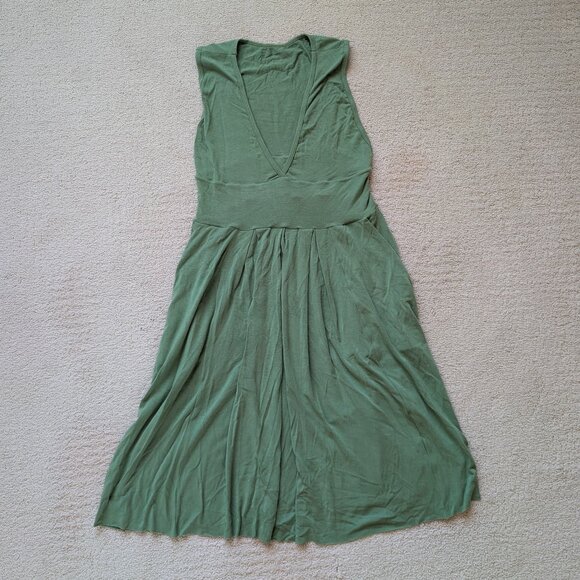 Rachel Pally Modal Stretch V-Neck Flare Dress w/ Pockets Medium Sleeveles Green - Picture 1 of 10